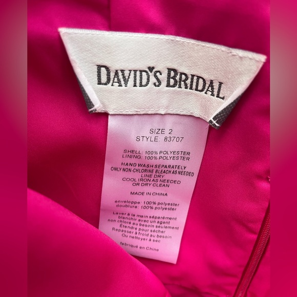 DAVID’s BRIDAL neon pink mini dress size 2 - Picture 4 of 4